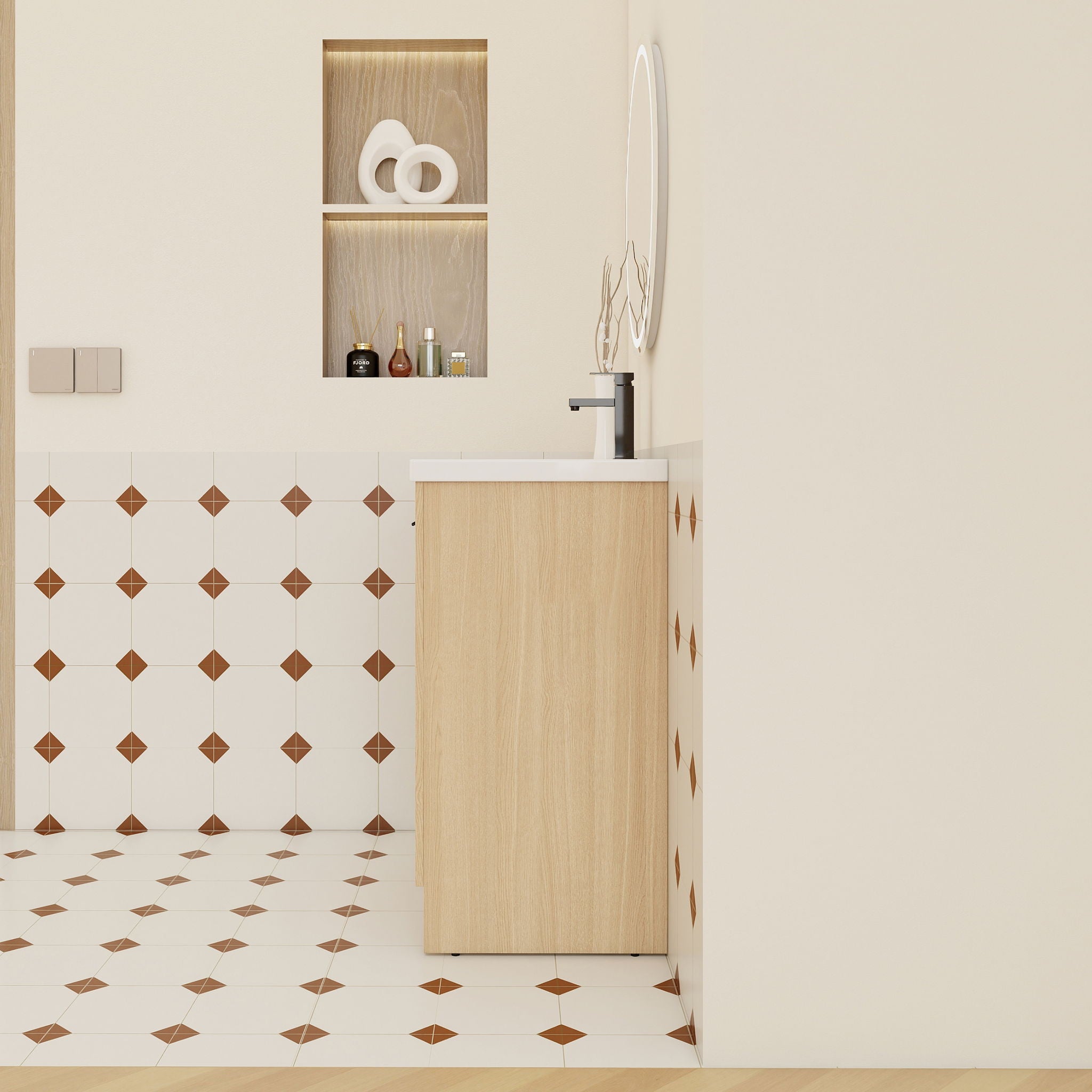 Floating Bathroom Vanity With Sink, Wall Mounted Double Door Storage