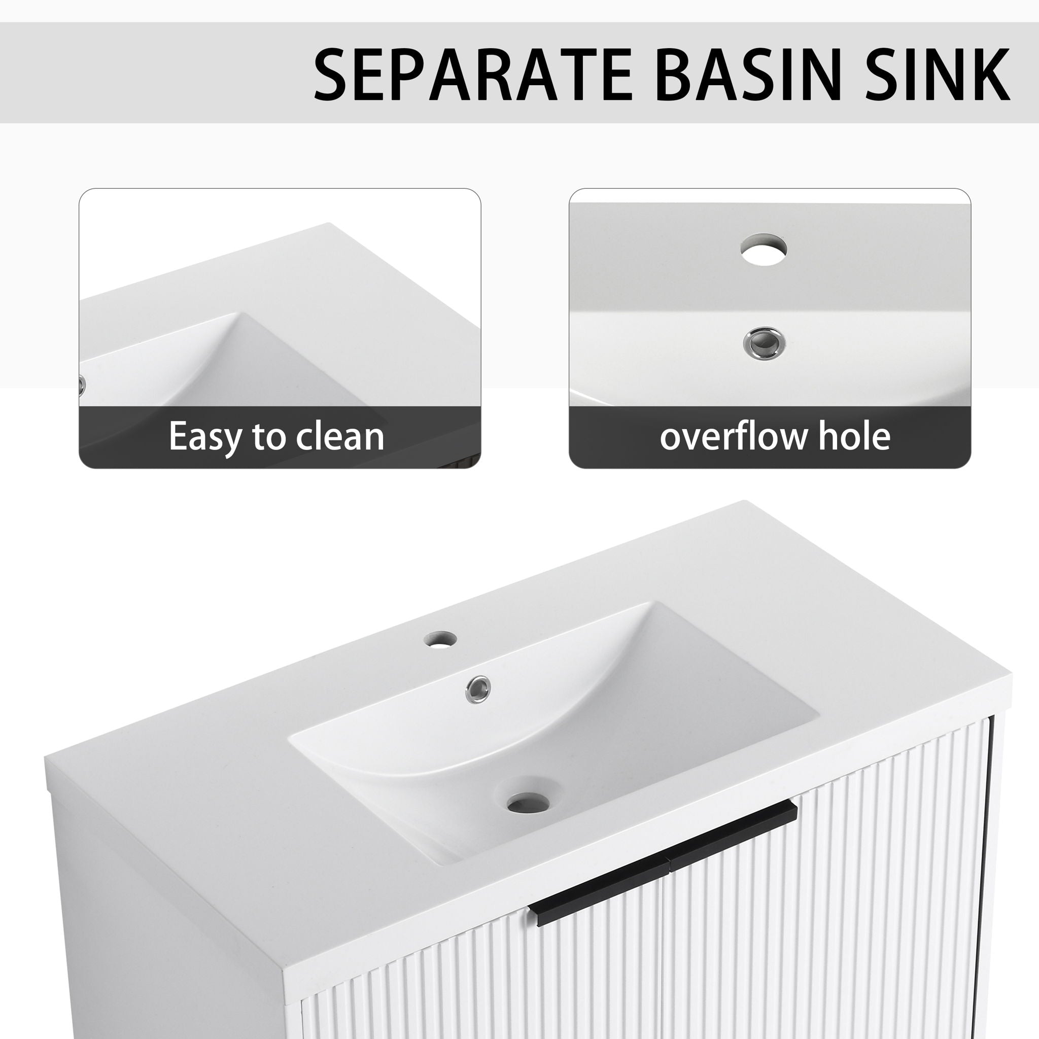 Contemporary Wall Mounted Bathroom Vanity With Resin Double Sink