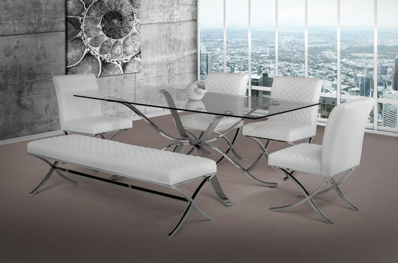 Modrest Adderley Modern Stainless Steel w/ Glass Top Dining Table