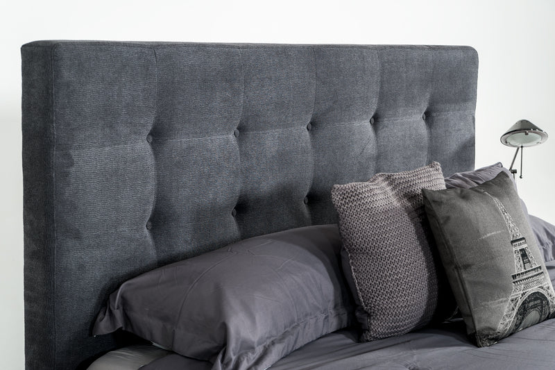 Modrest Addison Mid-Century Modern Grey Fabric & Walnut Bed