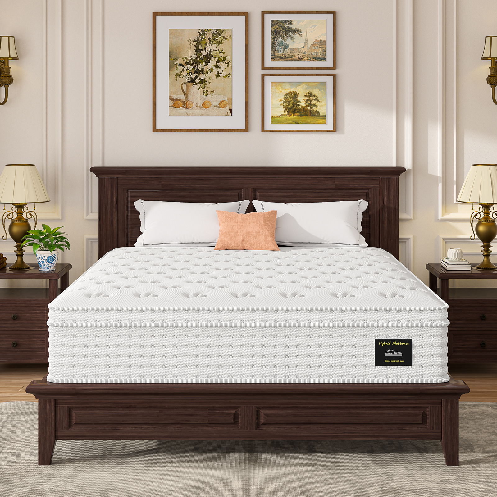 14'' Hybrid Mattress, Memory Foam & Pocket Springs For Pressure Relief