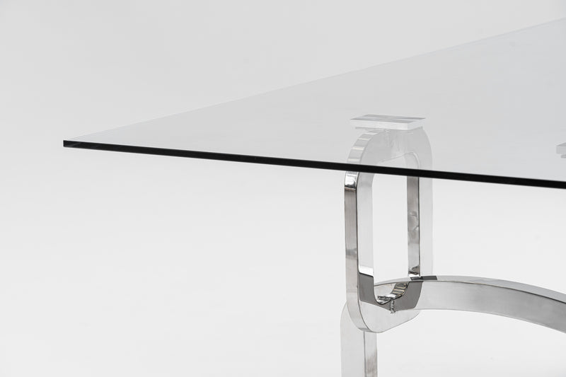 Modrest Adelaide Modern Stainless Steel & Glass Dining Table