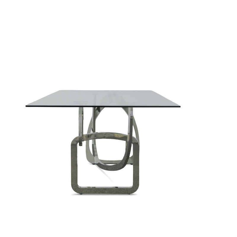 Modrest Adelaide Modern Stainless Steel & Glass Dining Table