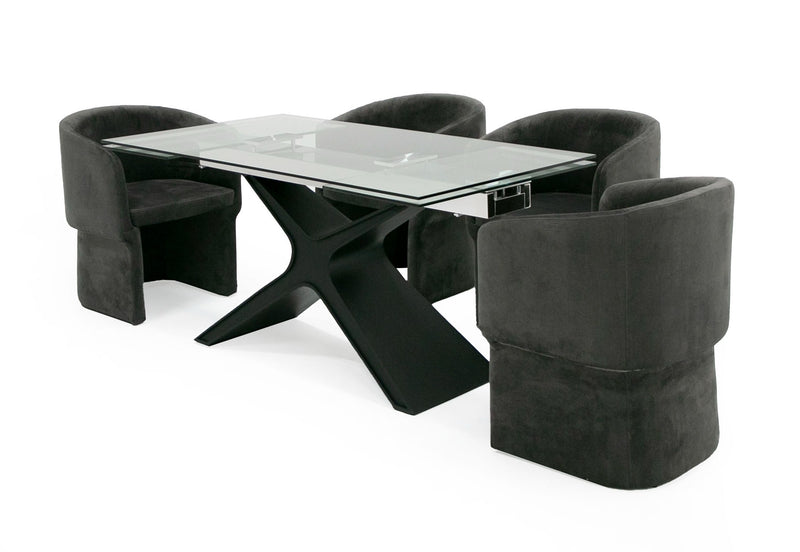 Modrest Adler - Modern Black Glass Extendable 63"/94.5" Dining Table