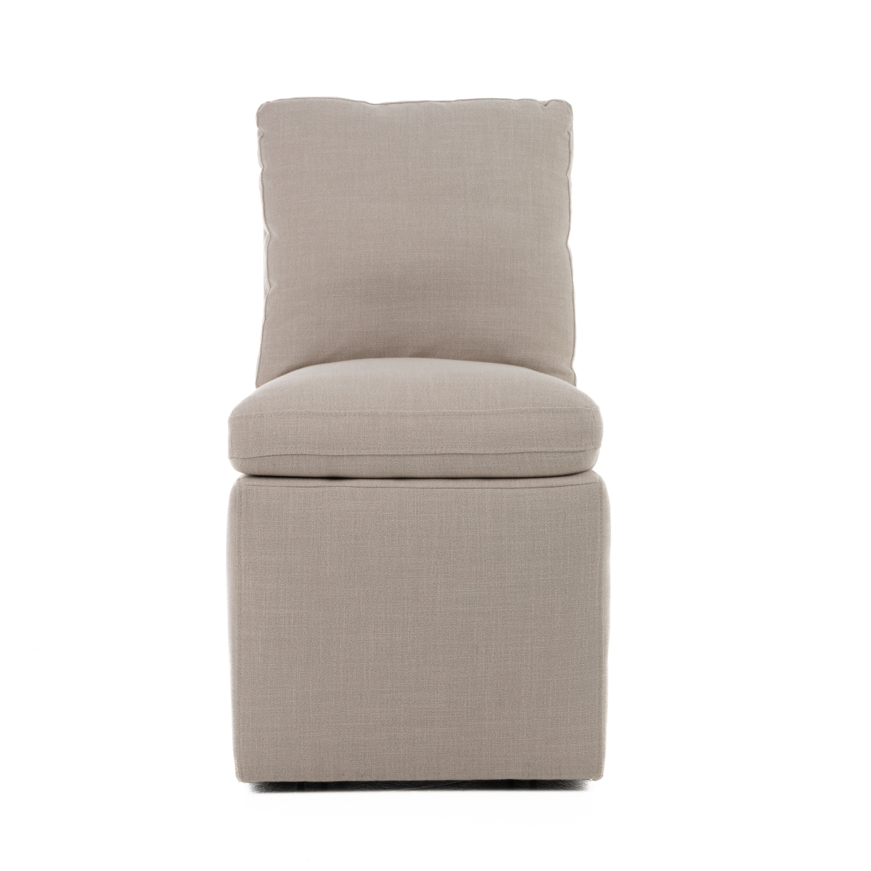 Modrest Adrian - Modern Beige Fabric Dining Chair w/ Castor Wheels