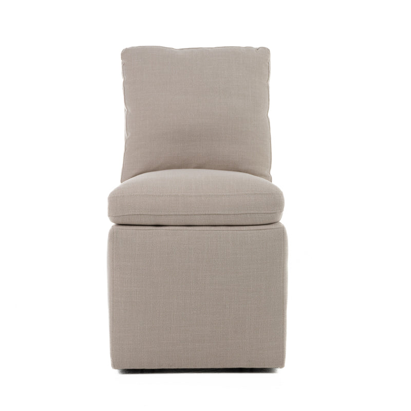 Modrest Adrian - Modern Beige Fabric Dining Chair w/ Castor Wheels