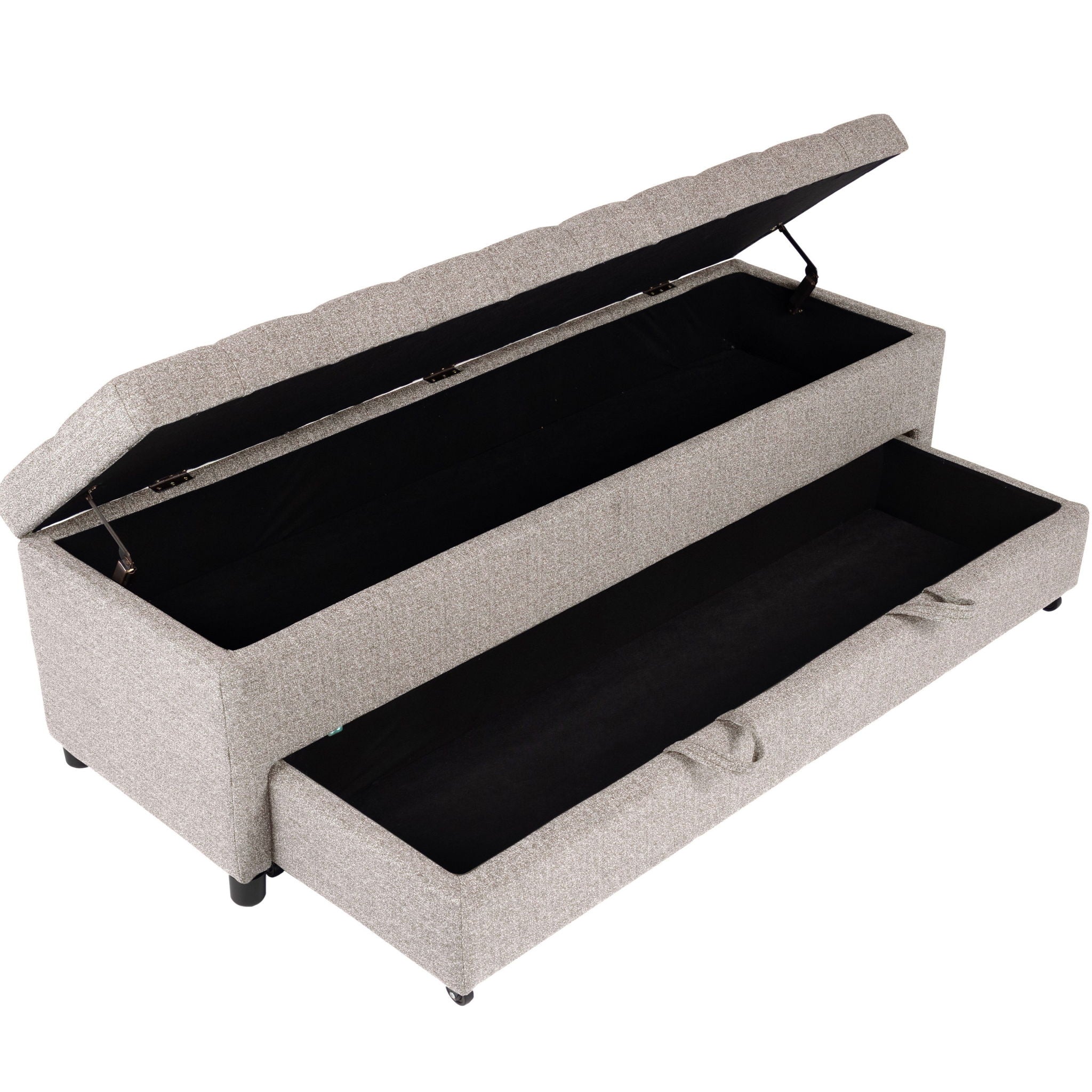 Storage Ottoman With Tufted Seat And Underseat Drawer