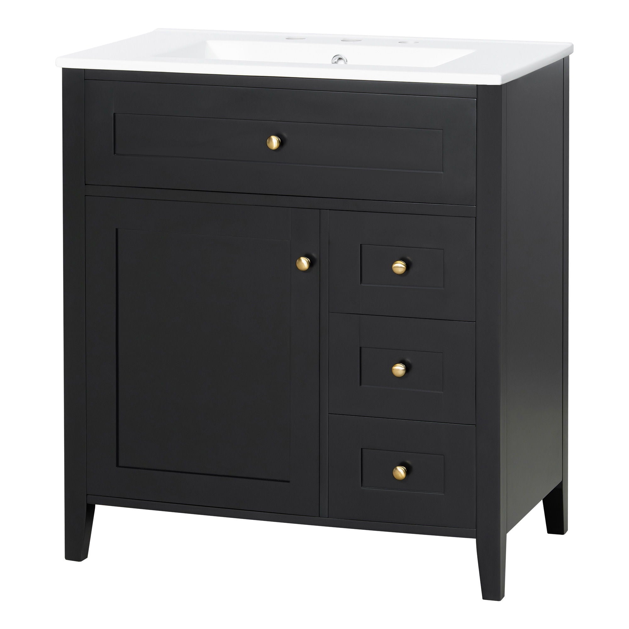 Bathroom Vanity With Sink, 3 Drawers And Adjustable Shelf