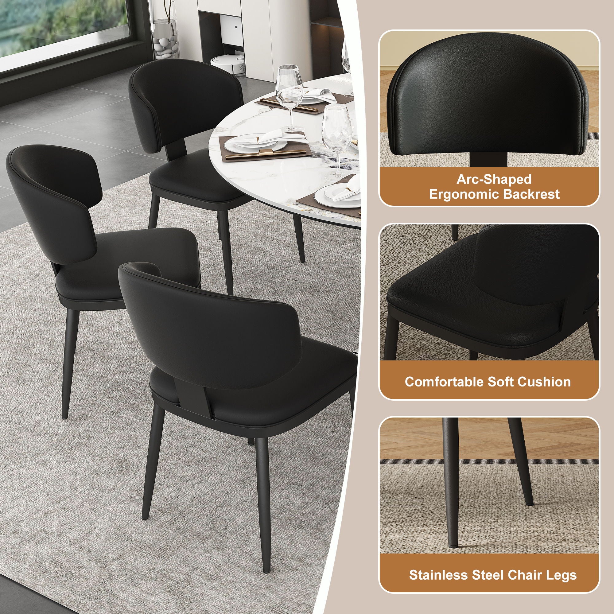 Round Dining Table With 6 Chairs Set - Silver