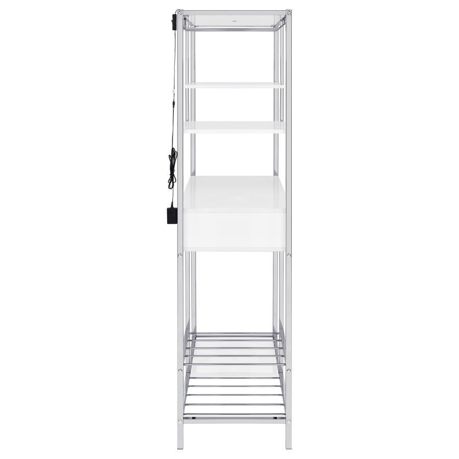 Figueroa - 5-Shelf Wine Storage Bar Cabinet - White High Gloss