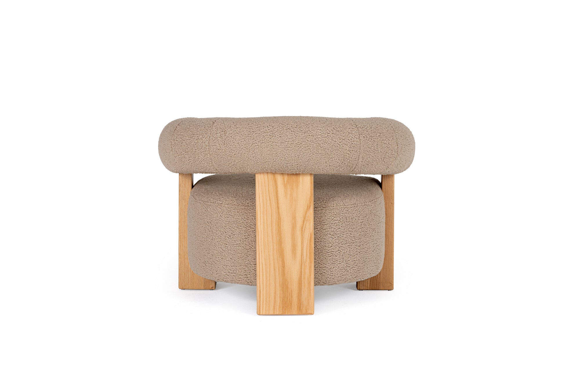 Modrest Alamo - Modern Beige Faux Sheepskin + Oak Accent Chair