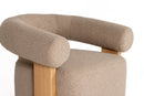 Modrest Alamo - Modern Beige Faux Sheepskin + Oak Accent Chair