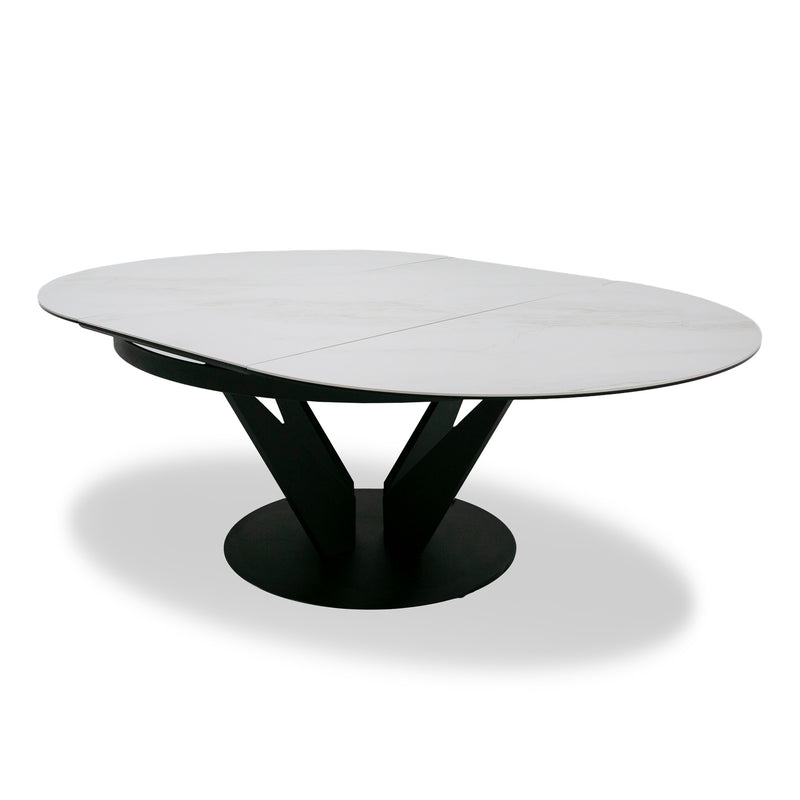 Modrest Alberta - Modern Black and White Ceramic Extendable 59"/86.5" Oval Dining Table