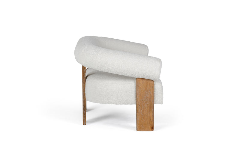 Modrest Aledo - Modern Off-White Fabric + Oak Loveseat