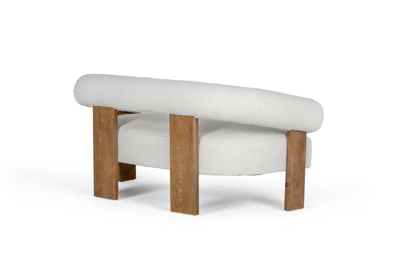 Modrest Aledo - Modern Off-White Fabric + Oak Loveseat