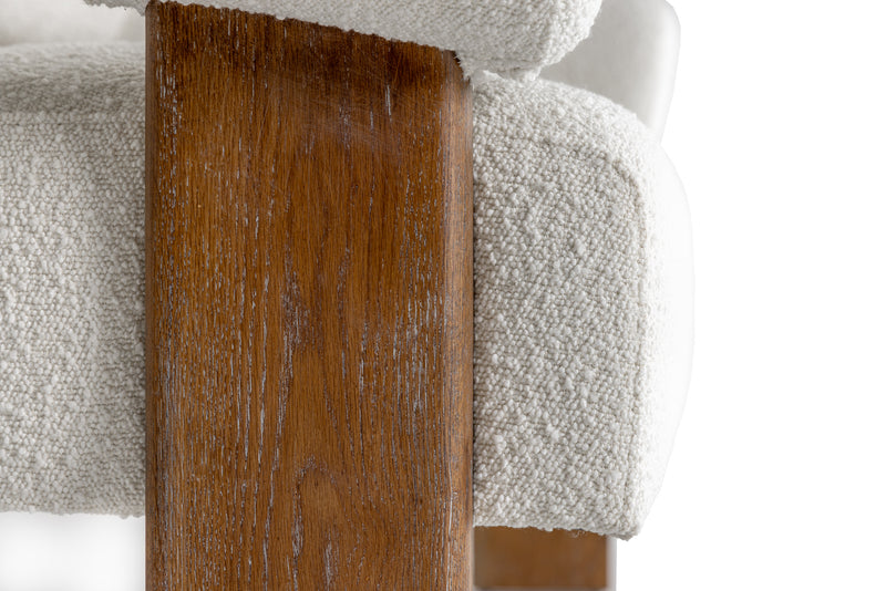 Modrest Aledo - Modern Off-White Fabric + Oak Loveseat