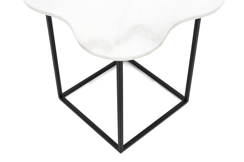 Modrest Aleidy - White Marble + Black Metal End Table