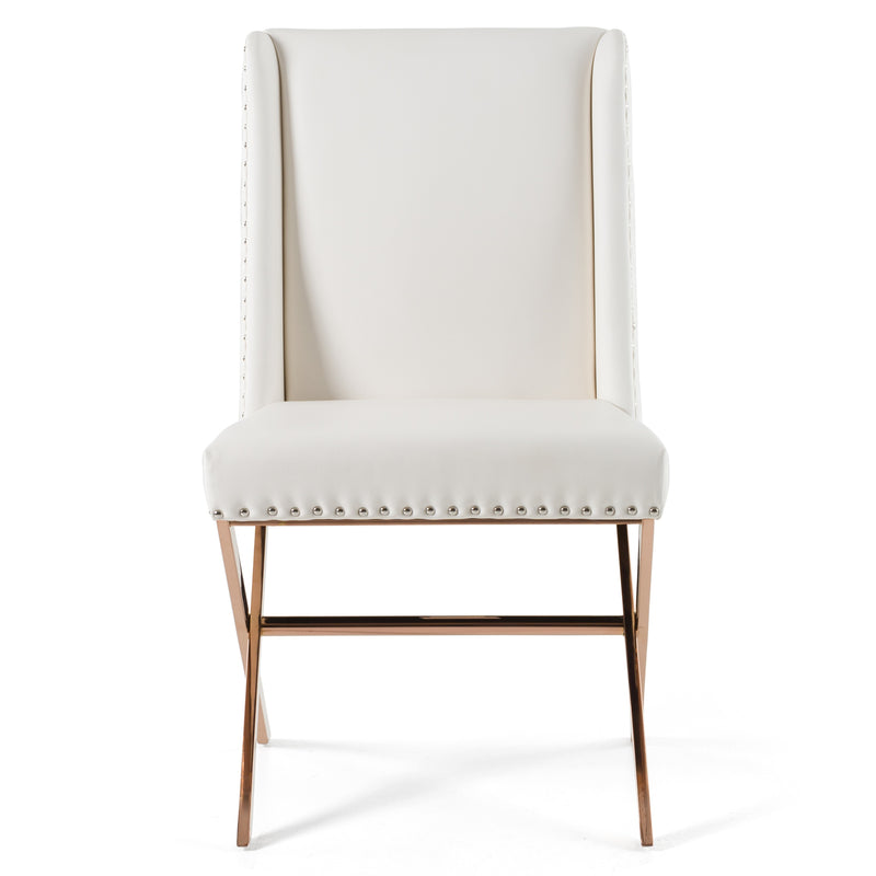 Modrest Alexia - Modern White + Rosegold Dining Chair