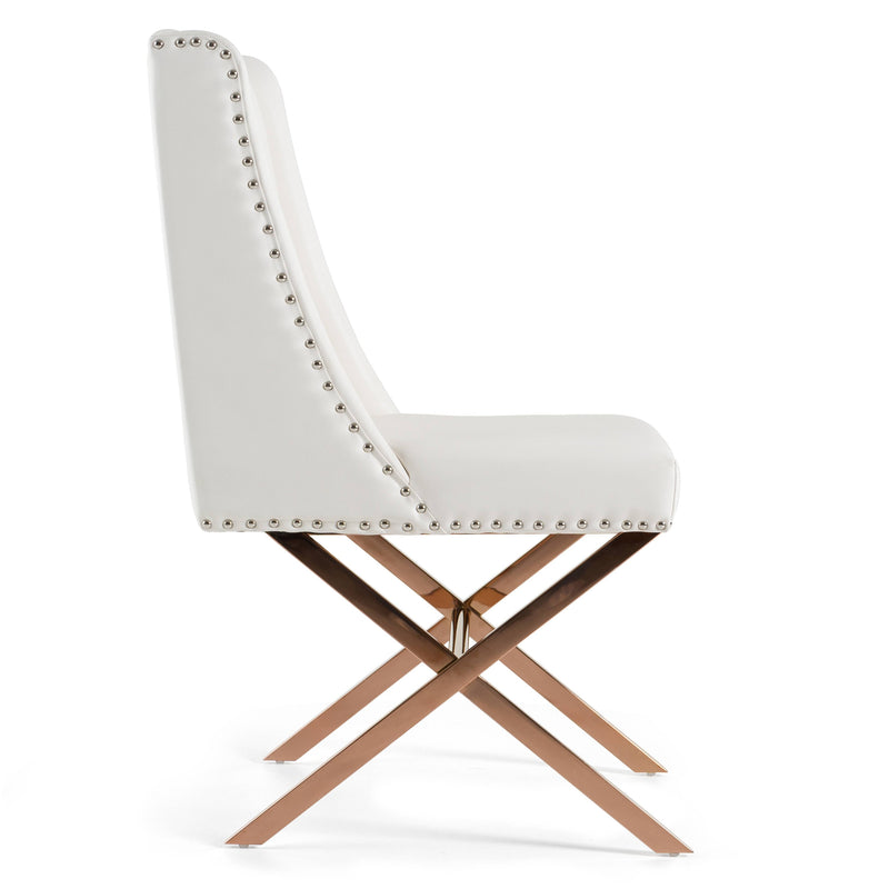 Modrest Alexia - Modern White + Rosegold Dining Chair