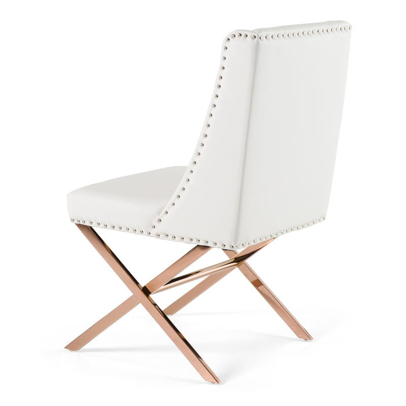 Modrest Alexia - Modern White + Rosegold Dining Chair