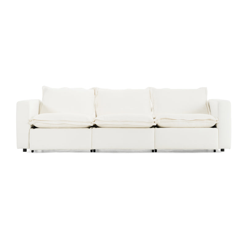 Divani Casa Almagre - Modern White Fabric Sofa w/ 3 Electric Recliners