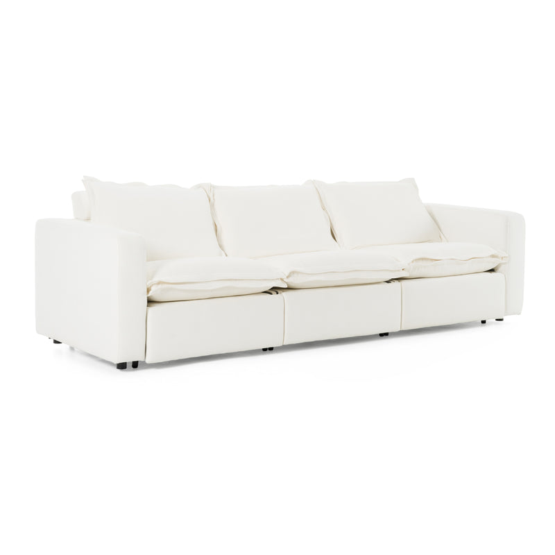Divani Casa Almagre - Modern White Fabric Sofa w/ 3 Electric Recliners