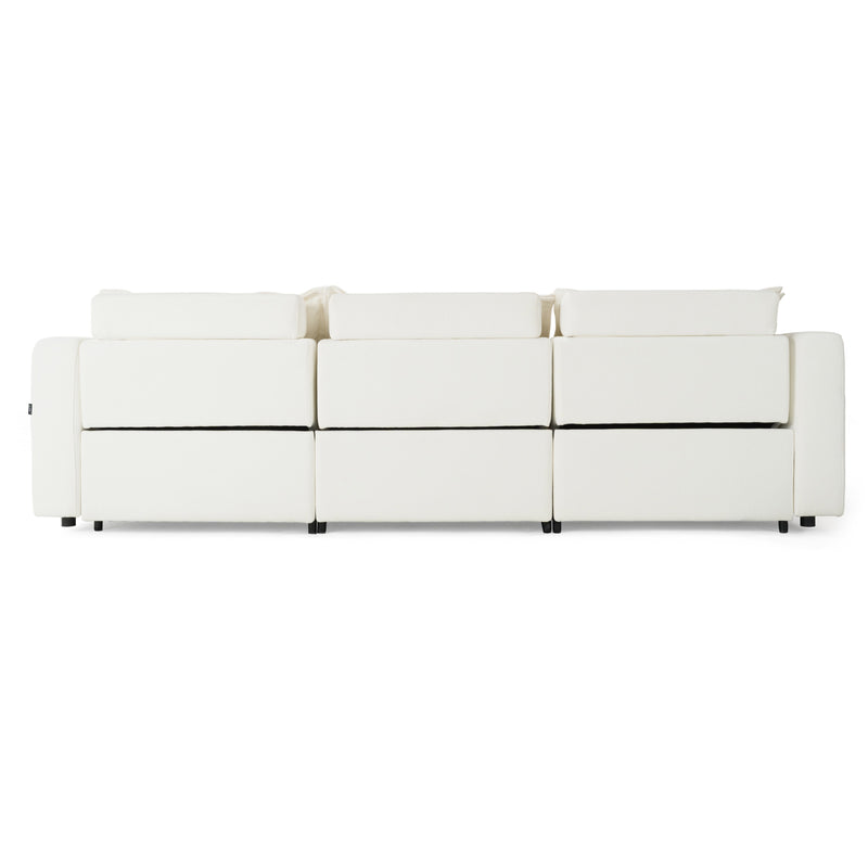 Divani Casa Almagre - Modern White Fabric Sofa w/ 3 Electric Recliners