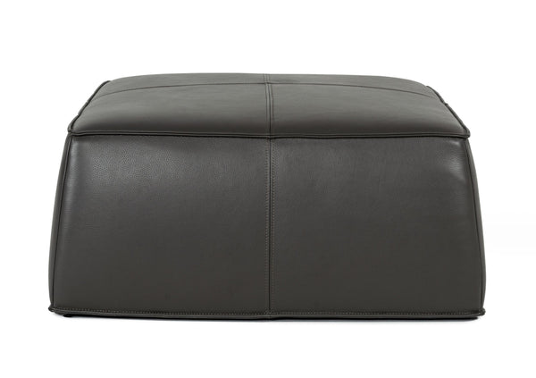 Divani Casa April - Modern Dark Grey Leather Square Ottoman
