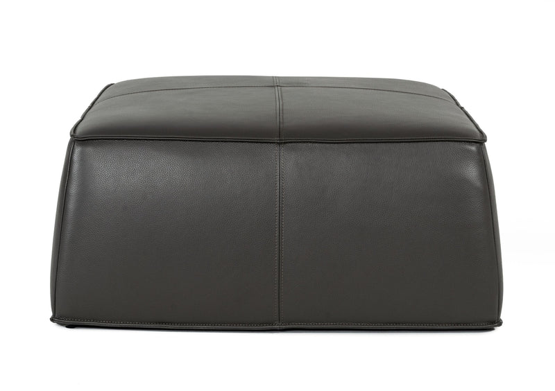 Divani Casa April - Modern Dark Grey Leather Square Ottoman