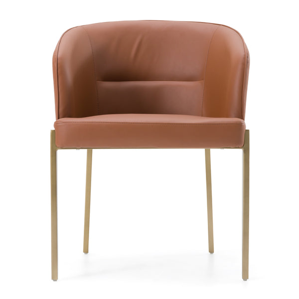 Modrest Aragon - Modern Brown Vegan Leather + Brass Dining Chair