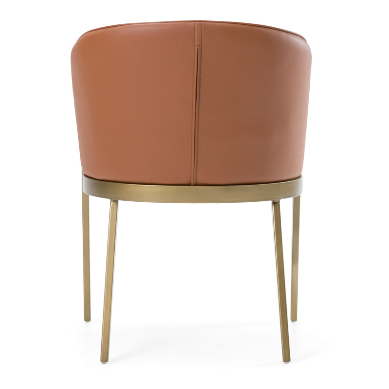 Modrest Aragon - Modern Brown Vegan Leather + Brass Dining Chair