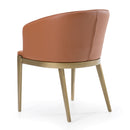 Modrest Aragon - Modern Brown Vegan Leather + Brass Dining Chair