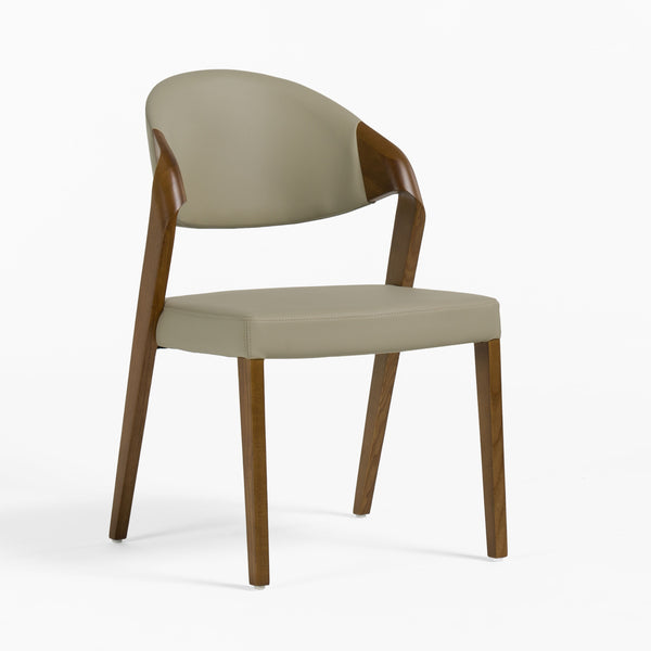 Modrest Arlo Mid-Century Beige & Walnut Dining Chair (Set of 2)