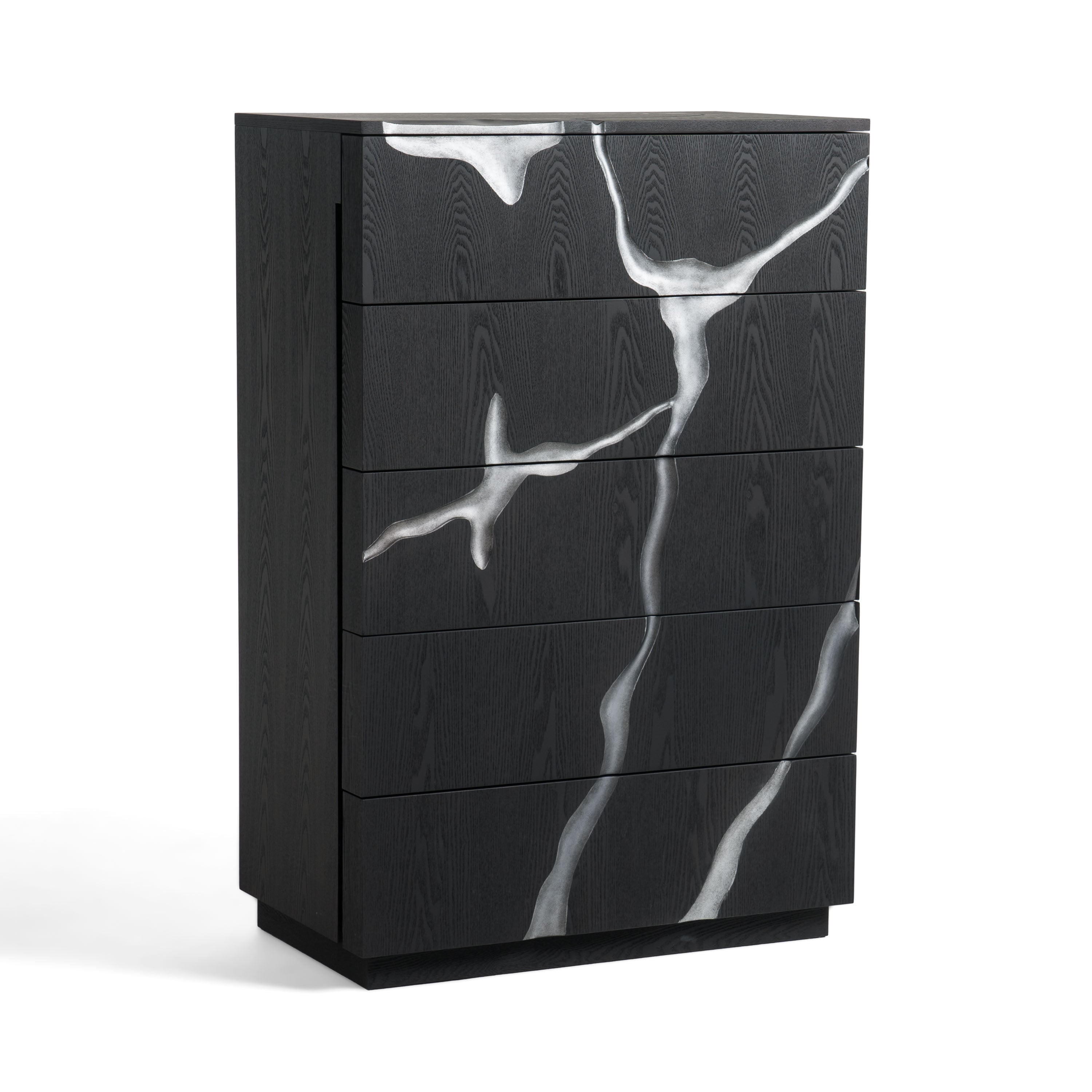 Modrest Aspen - Modern Matte Brown Ash & Silver Chest