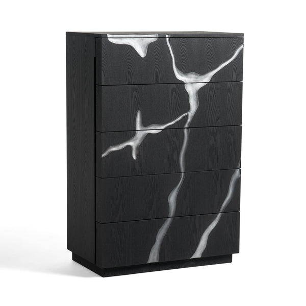 Modrest Aspen - Modern Matte Brown Ash & Silver Chest