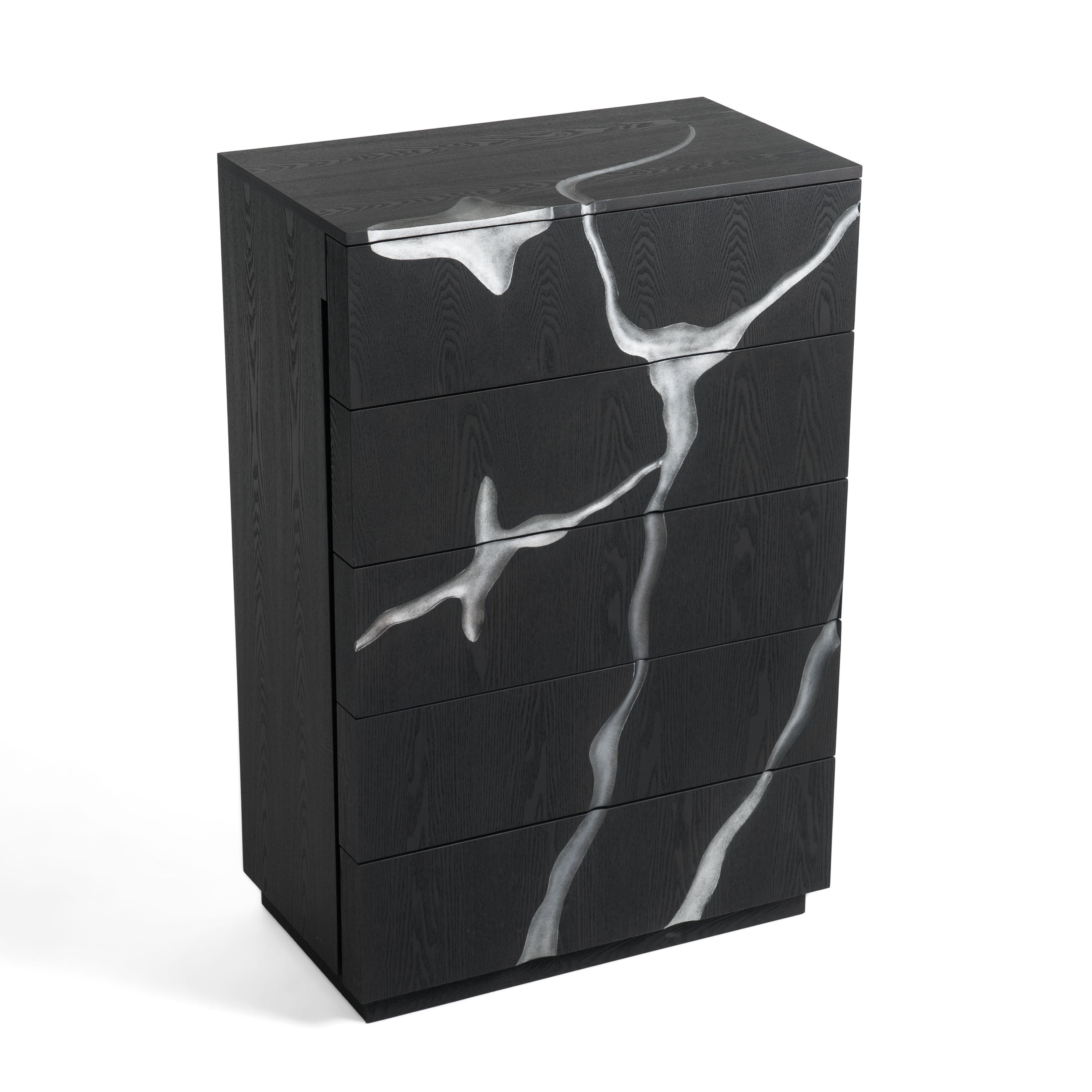 Modrest Aspen - Modern Matte Brown Ash & Silver Chest
