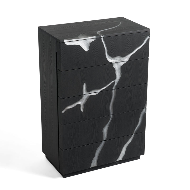 Modrest Aspen - Modern Matte Brown Ash & Silver Chest