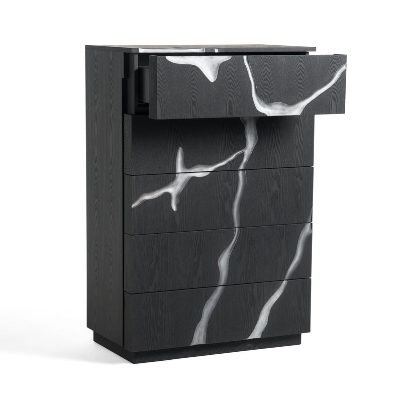 Modrest Aspen - Modern Matte Brown Ash & Silver Chest