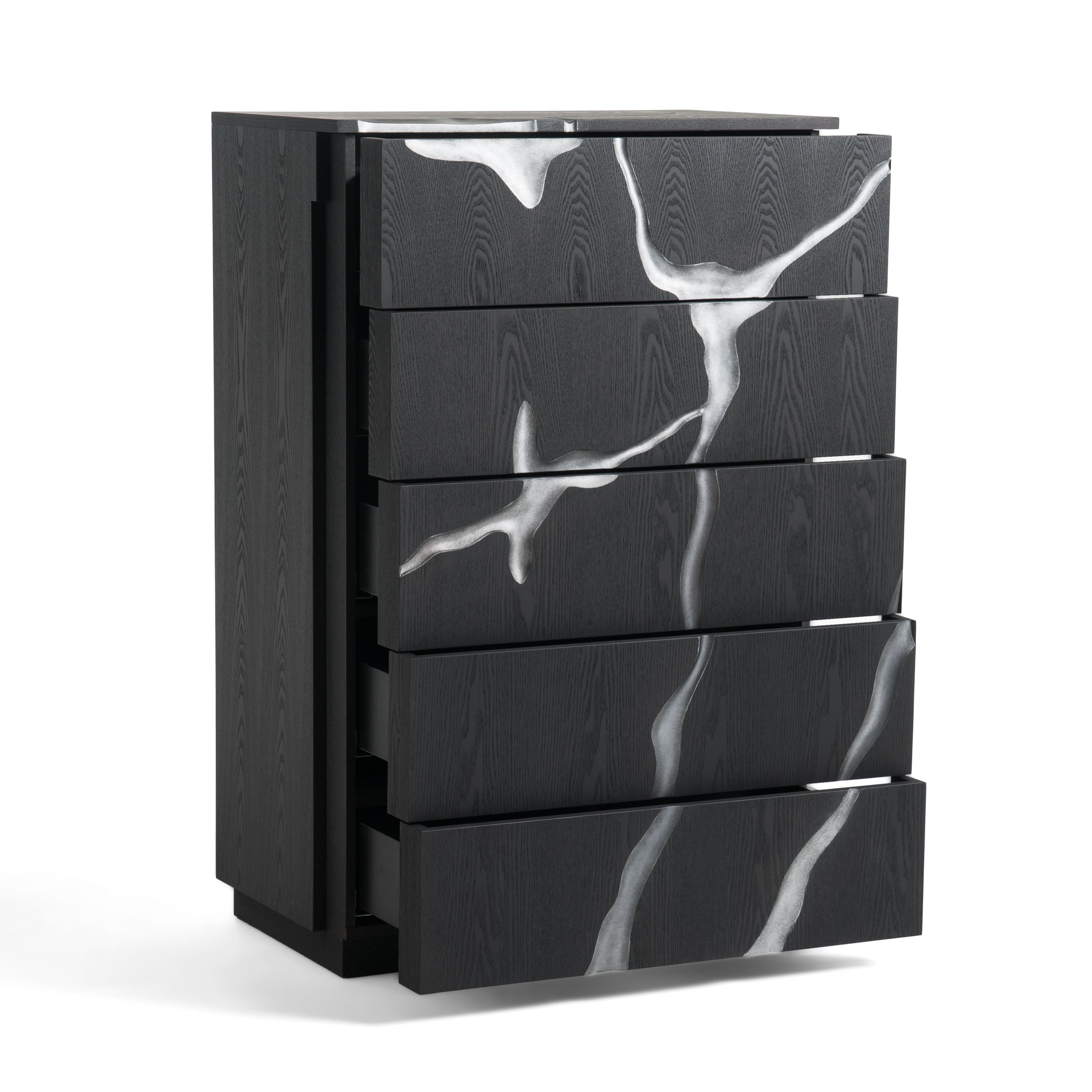 Modrest Aspen - Modern Matte Brown Ash & Silver Chest