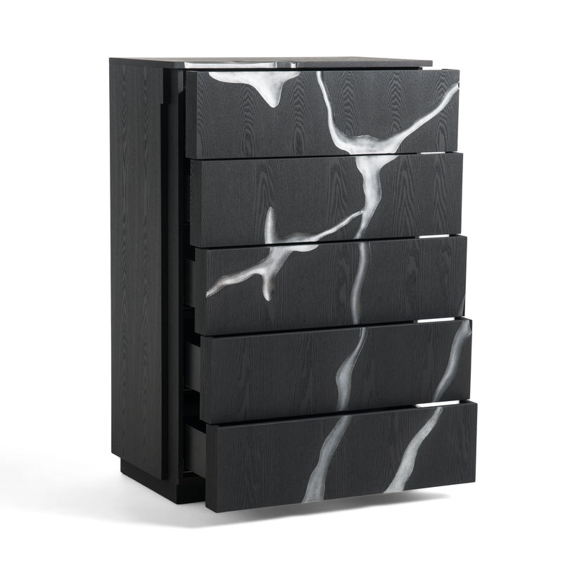 Modrest Aspen - Modern Matte Brown Ash & Silver Chest