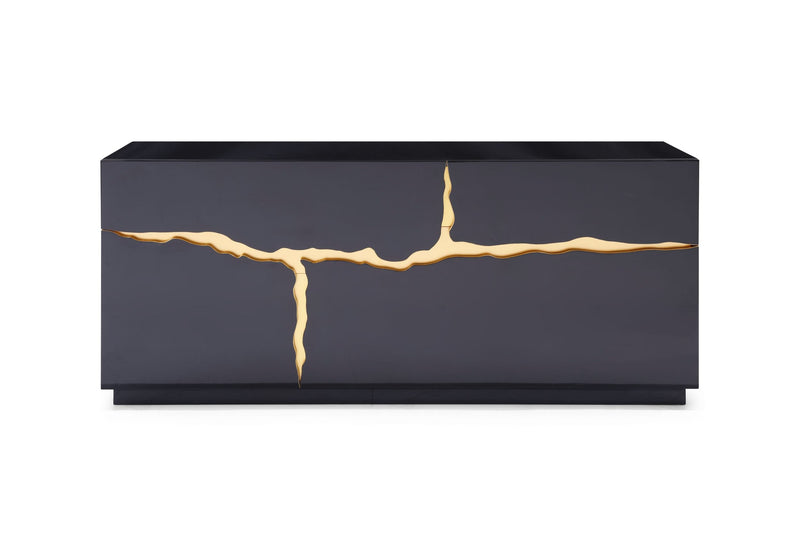 Modrest Aspen - Modern High Gloss Black & Gold Buffet
