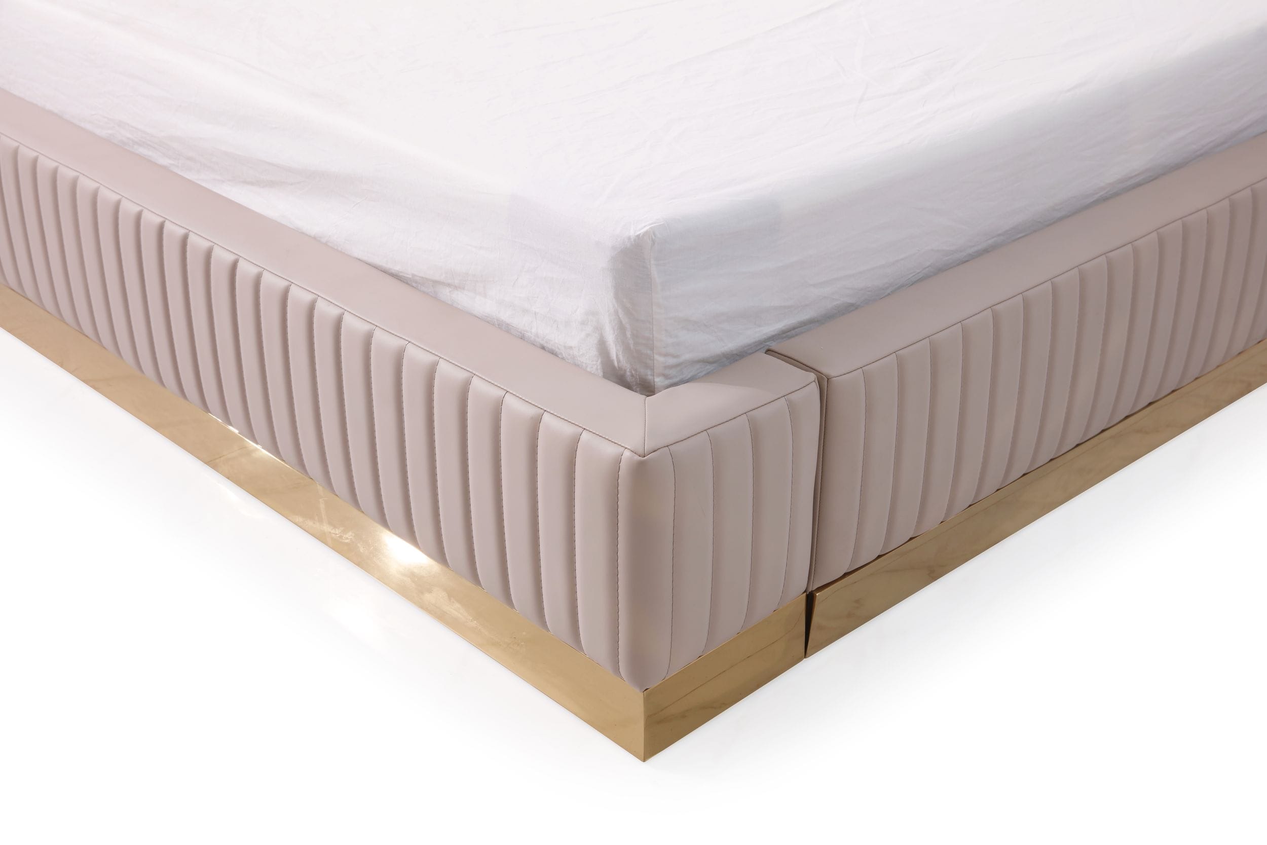 Modrest - Sterling Modern Beige + Gold Bed + Nightstands