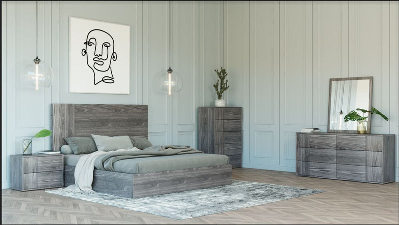 Eastern King Nova Domus Asus - Italian Modern Elm Grey Bed
