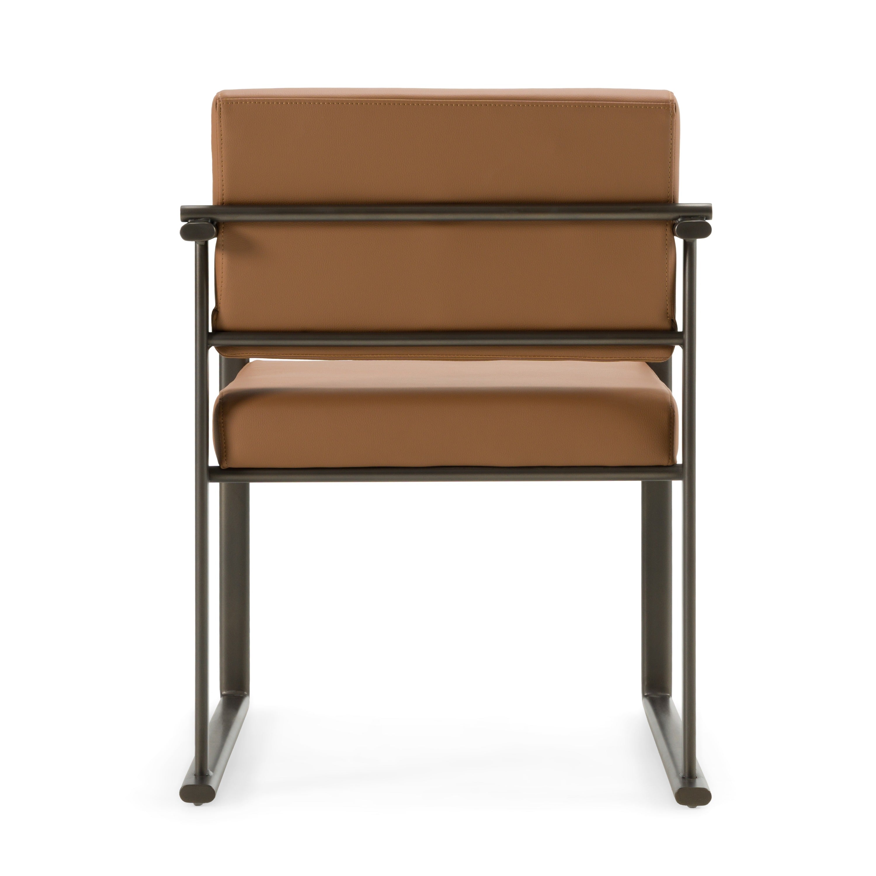 Modrest Atlan - Modern Camel Vegan Leather + Dark Gold Dining Chair