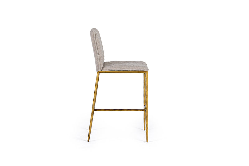 Modrest Atlanta - Modern Beige Fabric & Brass Counter Chair