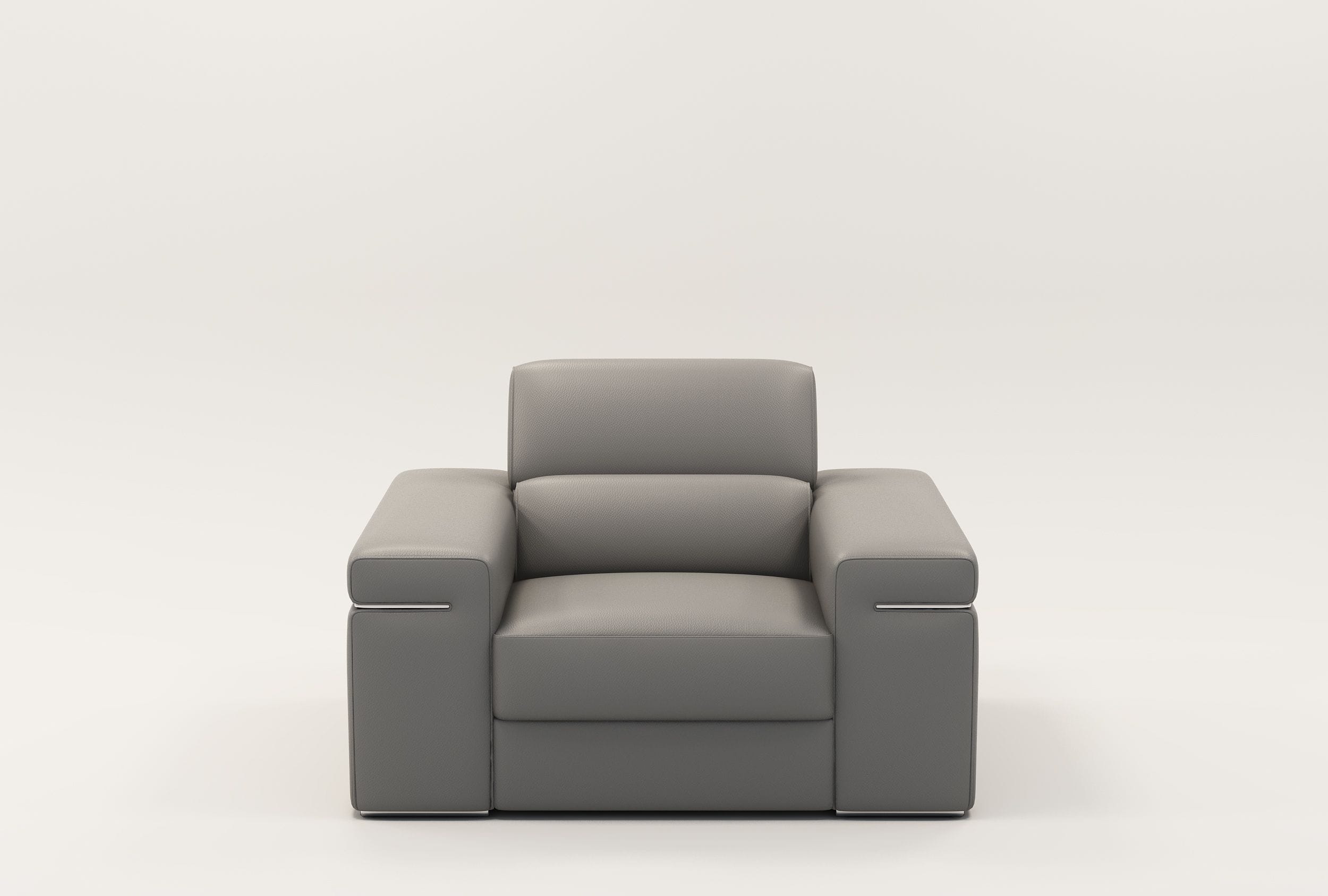 Divani Casa Atlantis - Modern Light Grey Vegan Leather Accent Chair
