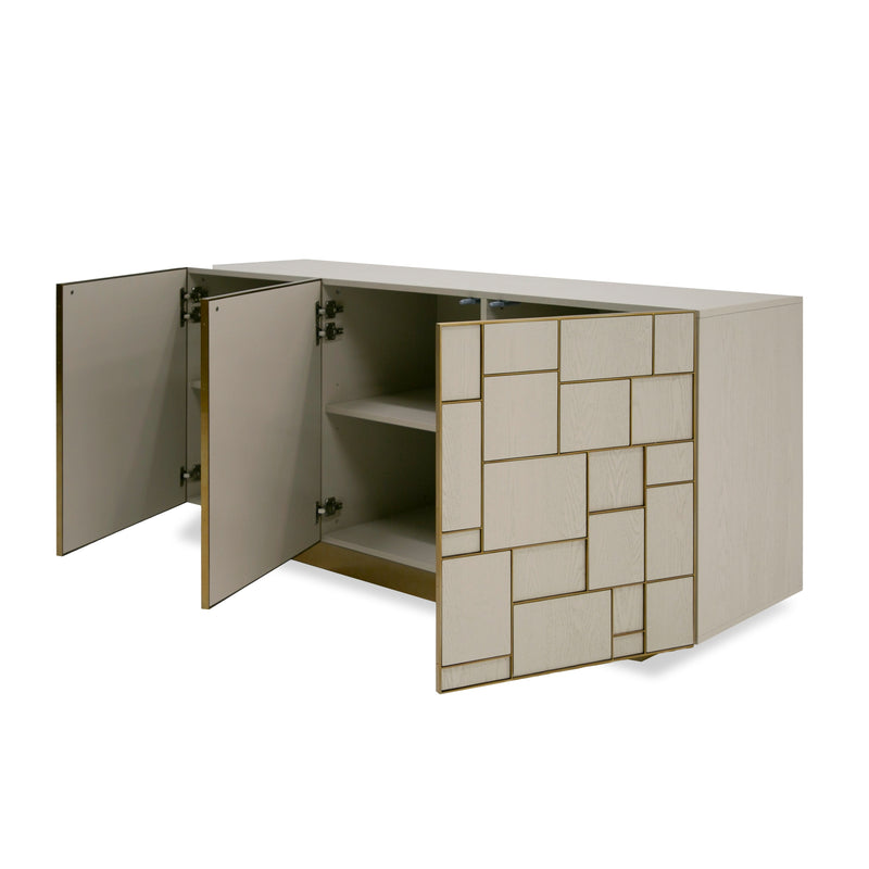 Modrest Auer - Mid-Century Modern Cream Ash + Gold Buffet
