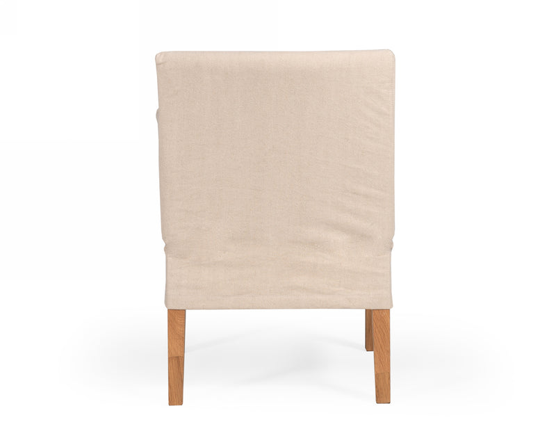 Modrest Axtell - Farmhouse Oatmeal Fabric Dining Arm Chair