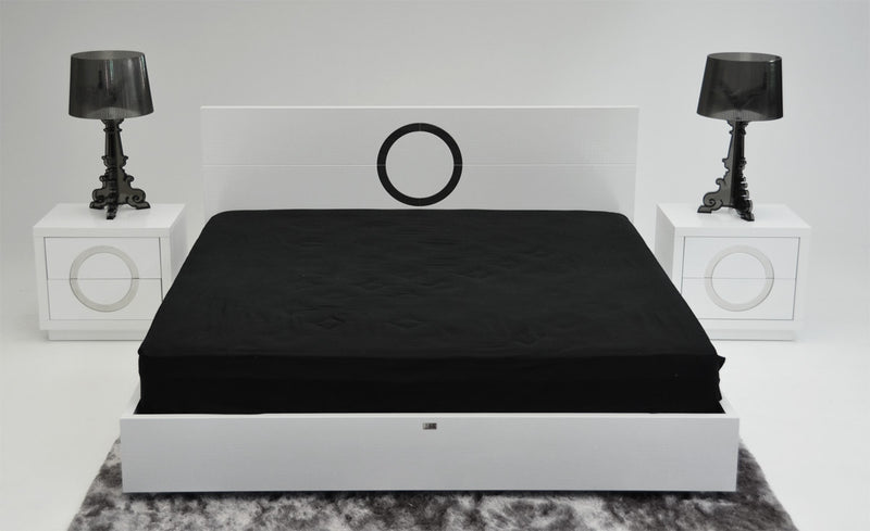 A&X Ovidius - Modern White Crocodile Lacquer Bed