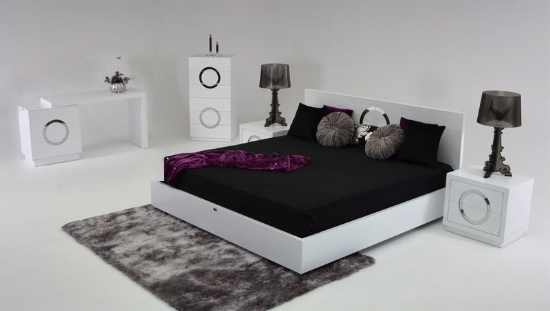 A&X Ovidius - Modern White Crocodile Lacquer Bed